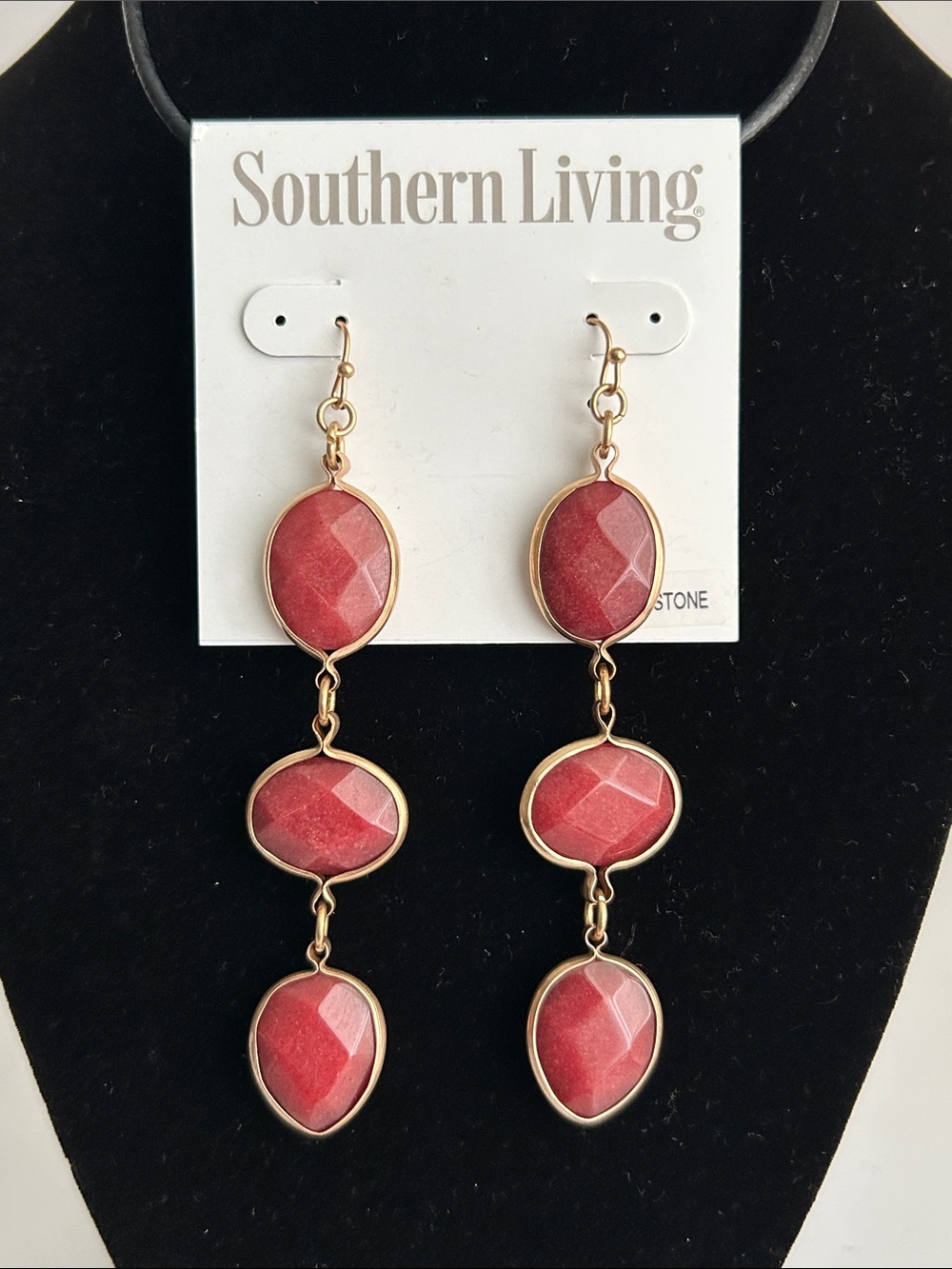 Southern Living Gold-Tone Three-Tier Ped Gold Drop Earrings